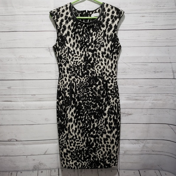 Calvin Klein Dresses & Skirts - Calvin Klein Animal Print Faux Leather Trim Dress